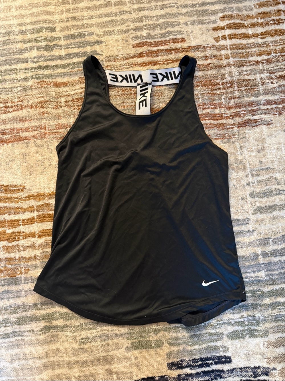 Nike Black Racerback Performance Tank with White Logo Strap